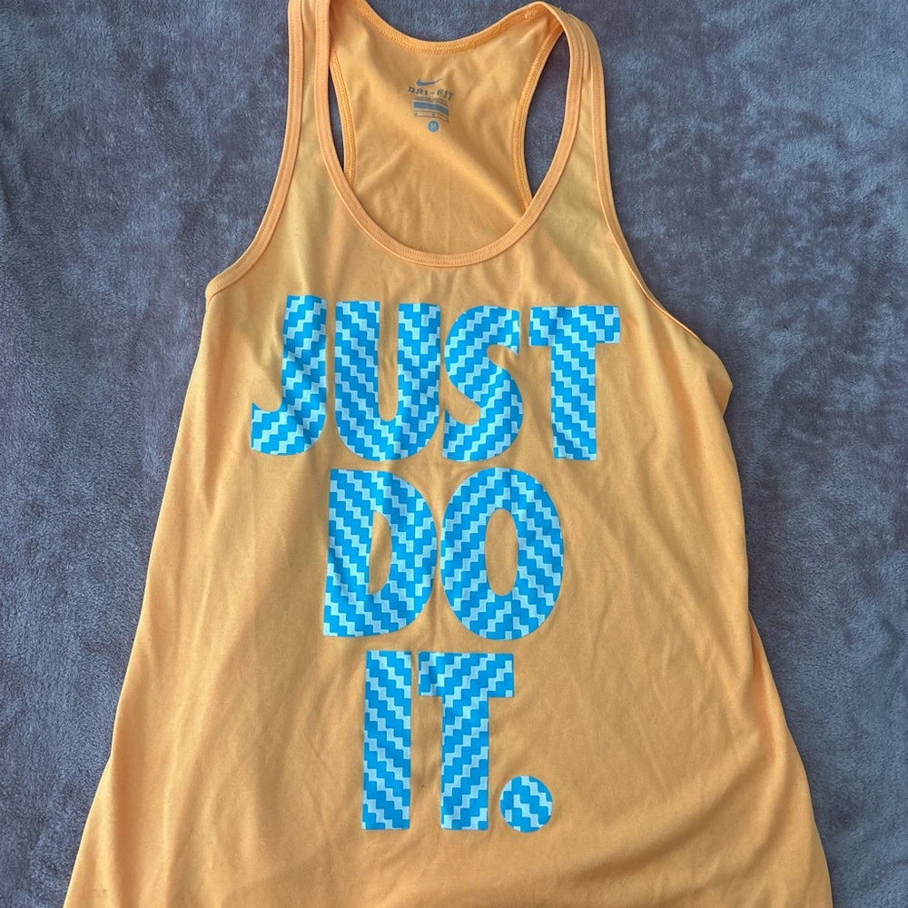 Nike Orange Tank with Blue Text